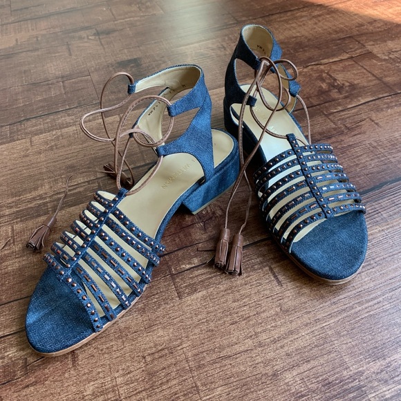 Stuart Weitzman denim/leather 11M gladiator sandal